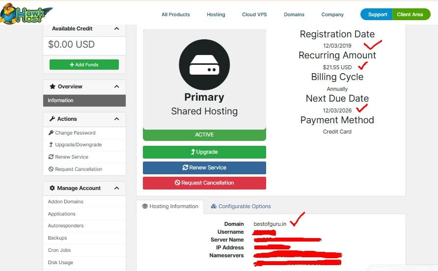 proof of my hosting cpanel from hawkhost web bosting
