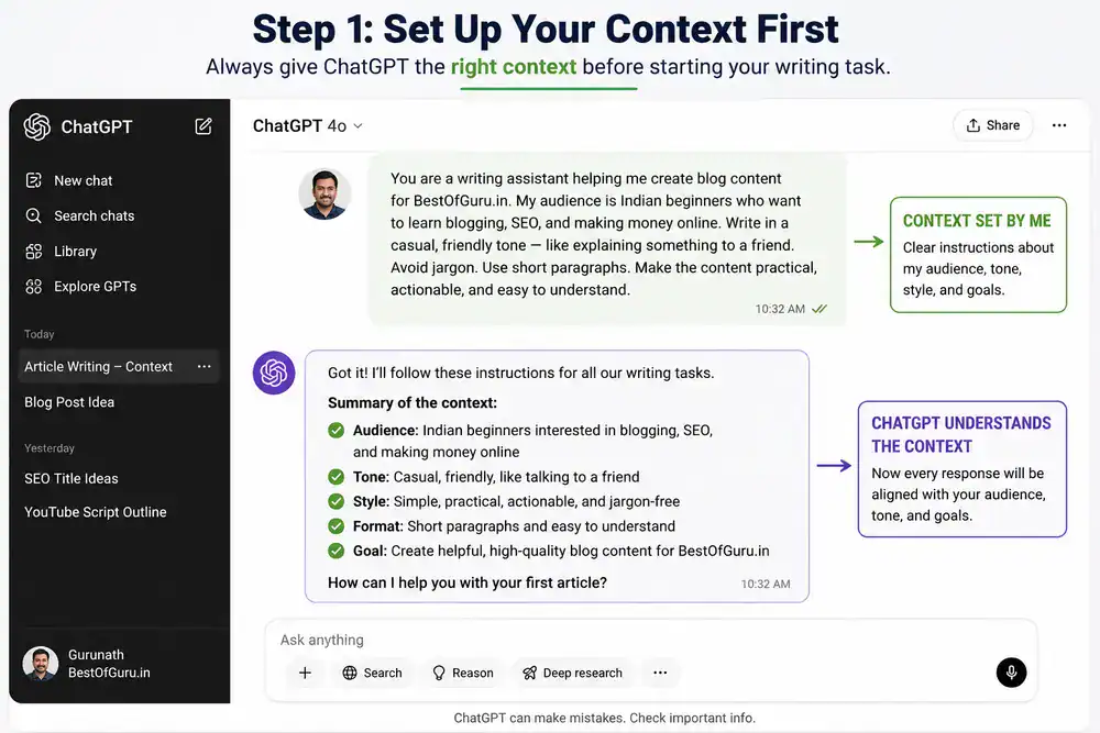 How to use ChatGPT for writing with custom instructions