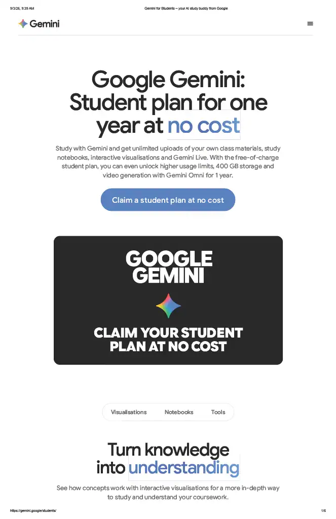 Gemini offler for Students