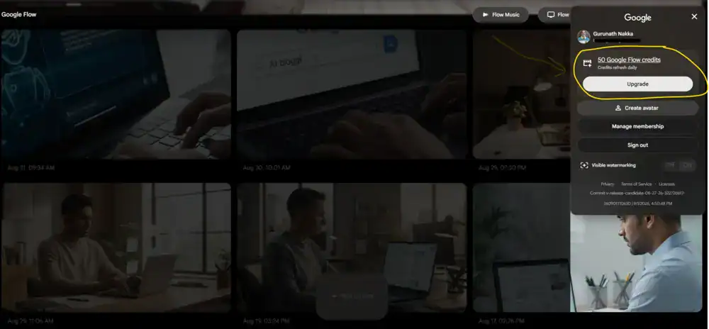 check google flow credits